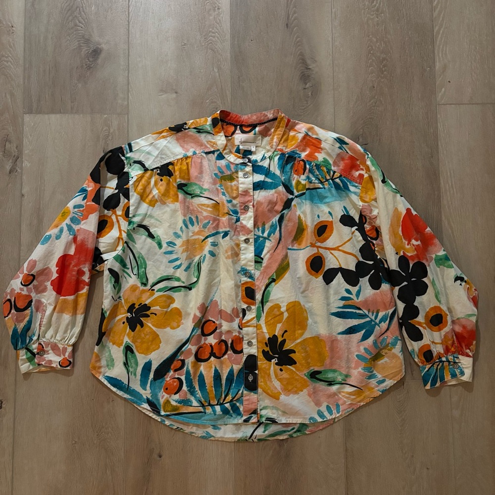 Anthropologie Multicolor Abstract Blouse